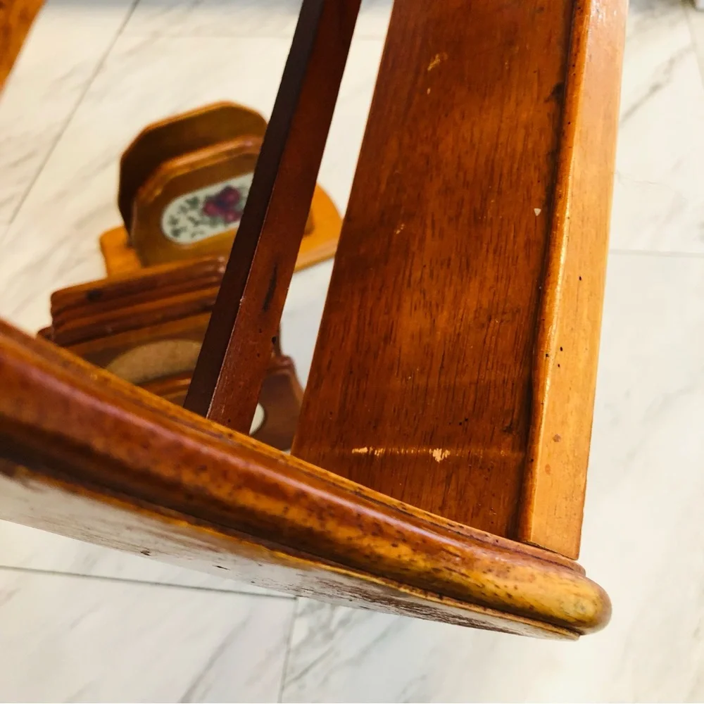 VTG Wood Countertop Trinket Shelf Spice Rack Napkin Coaster Holders Set Cottage